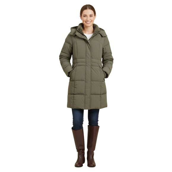 Lands' End Olive Down Filled Detachable Hood Puffer Coat Size M - Picture 1 of 11